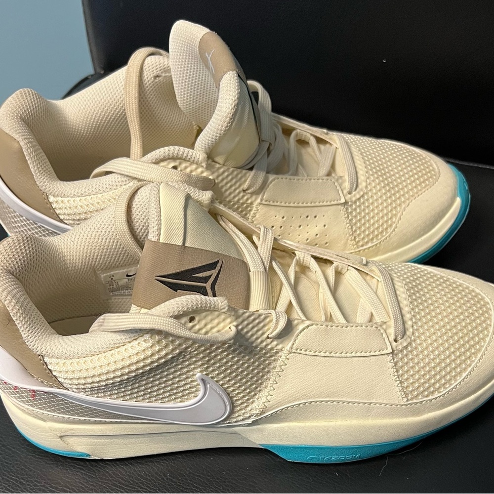 Nike Ja Morant Men's Beige and Teal Athletic Shoe